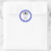 Blue Balloons & Blue Gingham Bedankt Ronde Sticker (Tas)