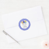 Blue Balloons & Blue Gingham Bedankt Ronde Sticker (Envelop)