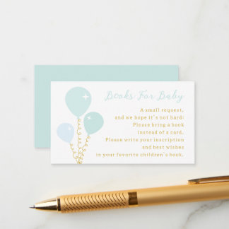 Blue Balloons Boy Baby Shower Books For Baby Informatiekaartje