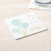 Blue Balloons Boy Baby Shower Kartonnen Onderzetters (Schuin)