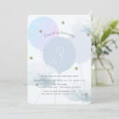 Blue Balloons & Clouds verjaardagsfeest uitnodigin Kaart (Staand voorkant)