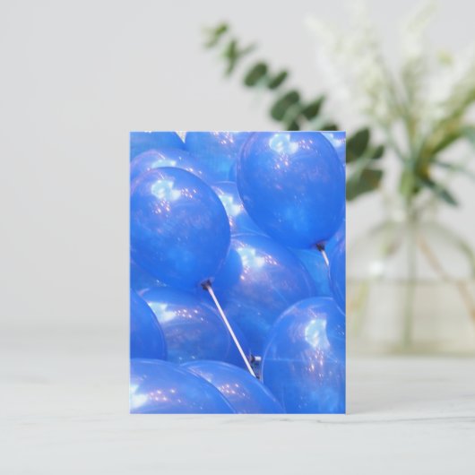 Blue Balloons Custom Briefkaart (Staand voorkant)