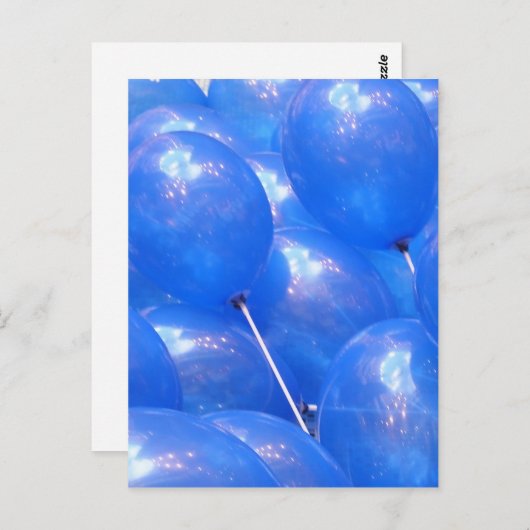 Blue Balloons Custom Briefkaart (Voorkant / Achterkant)