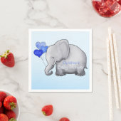 Blue Balloons Elephant Boy Baby shower Servetten (Insitu)