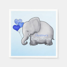 Blue Balloons Elephant Boy Baby shower Servetten