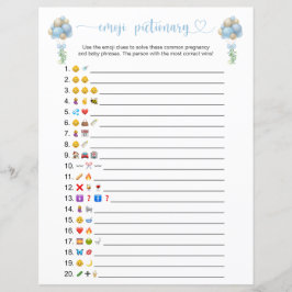 Blue Balloons Emoji Pictionary Baby shower spel