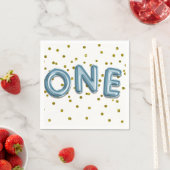 Blue Balloons Gold Confetti ONE 1st Birthday Party Servet (Insitu)