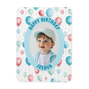 Blue Balloons Happy Birthday Foto Magneet
