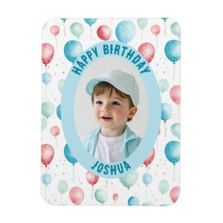 Blue Balloons Happy Birthday Foto Magneet