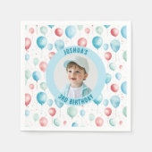 Blue Balloons Kids Verjaardagsfoto Servet (Voorkant)