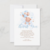 Blue Balloons Teddy Bear Baby shower Bedankkaart (Voorkant)