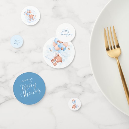 Blue Balloons Teddy Bear Baby shower Confetti (Groep)
