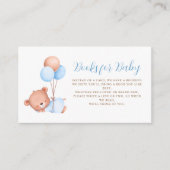 Blue Balloons Teddy Bear Baby shower Informatiekaartje (Voorkant)