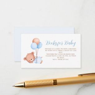 Blue Balloons Teddy Bear Baby shower Informatiekaartje