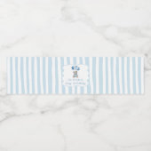 Blue Balloons Teddy Bear Birthday Waterfles Etiket (Enkel label)