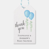 Blue Balloons Twin Boys Baby shower Bedankt Cadeaulabel (Voorkant)