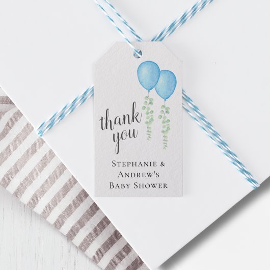 Blue Balloons Twin Boys Baby shower Bedankt Cadeaulabel