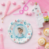 Blue Balloons Verjaardagsfoto Papieren Bordje (Feest)