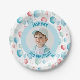 Blue Balloons Verjaardagsfoto Papieren Bordje
