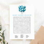 Blue Balloons Waterverf Baby shower Woord Zoeken Kaart
