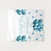 Blue Balloons Waterverf Boy Baby shower Achtergron Wandkleed (Voorkant (horizontaal))