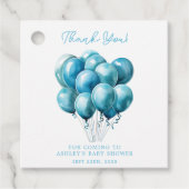 Blue Balloons Waterverf Boy Baby shower Bedankjes Labels (Voorkant)