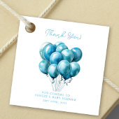 Blue Balloons Waterverf Boy Baby shower Bedankjes Labels