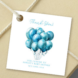 Blue Balloons Waterverf Boy Baby shower Bedankjes Labels