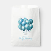 Blue Balloons Waterverf Boy Baby shower Bedankzakje (Voorkant)