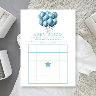 Blue Balloons Waterverf Boy Baby shower Bingo Kaart