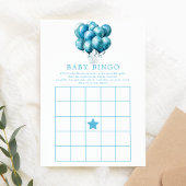 Blue Balloons Waterverf Boy Baby shower Bingo Kaart