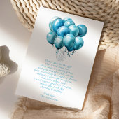 Blue Balloons Waterverf Boy Baby shower Dank u Bedankkaart