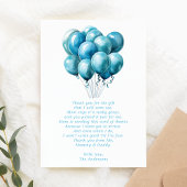 Blue Balloons Waterverf Boy Baby shower Dank u Bedankkaart