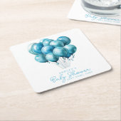 Blue Balloons Waterverf Boy Baby shower Kartonnen Onderzetters (Schuin)