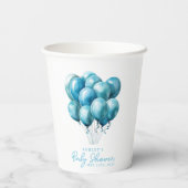 Blue Balloons Waterverf Boy Baby shower Papieren Bekers (Achterkant)