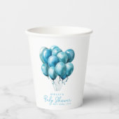 Blue Balloons Waterverf Boy Baby shower Papieren Bekers (Voorkant)