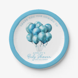 Blue Balloons Waterverf Boy Baby shower Papieren Bordje