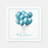 Blue Balloons Waterverf Boy Baby shower Servet (Voorkant)
