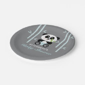 Blue Bamboo Panda Baby shower Papieren Bordje (Gekanteld)