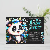Blue Bamboo Panda Dreamland Boy Baby shower Kaart (Staand voorkant)