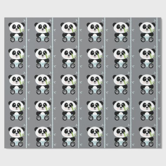 Blue Bamboo Panda in Diapers Cadeaupapier (Vlak)