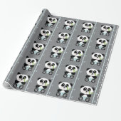 Blue Bamboo Panda in Diapers Cadeaupapier (Uitgerold)