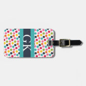 Blue Band Polka Dot Monogram Bagagelabel (Voorkant horizontaal)