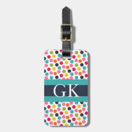 Blue Band Polka Dot Monogram Bagagelabel