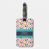 Blue Band Polka Dot Monogram Bagagelabel (Achterkant verticaal)