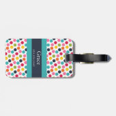 Blue Band Polka Dot Monogram Bagagelabel (Achterkant horizontaal)