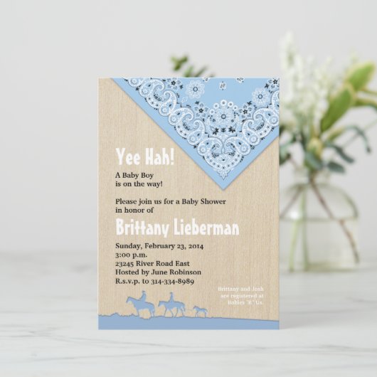 Blue Bandana Invitation Kaart (Staand voorkant)