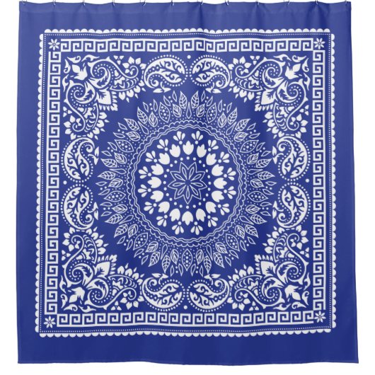 Blue Bandana Pattern-4 Shower Curtain Douchegordijn (Voorkant)