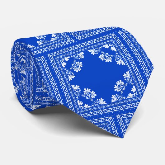 Blue Bandana Pattern Stropdas (Opgerold)
