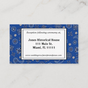 Blue Bandana Wedding Reception Cards Informatiekaartje